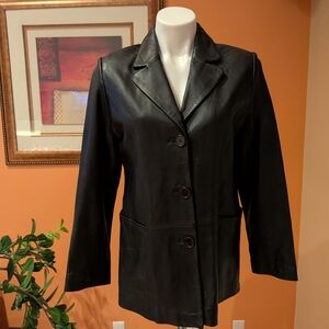 Raffaelo Women's Black Leather Jacket Size L